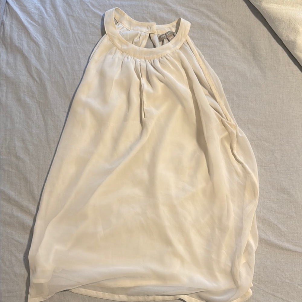 Banana Republic Cream Asymmetrical Ruched Sleeveless Blouse